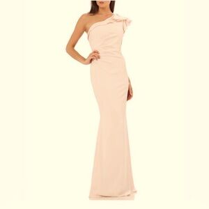 NWT! Carmen Marc Valvo Infusion Bluch color one-shoulder evening gown.